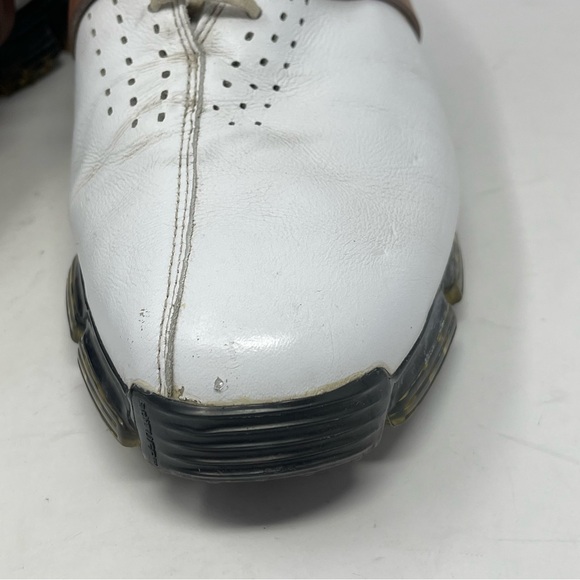 Adidas Tour 360 LTD Golf Shoes Mens 10.5 White Brown Leather Soft Spikes Lace Up - Picture 7 of 16